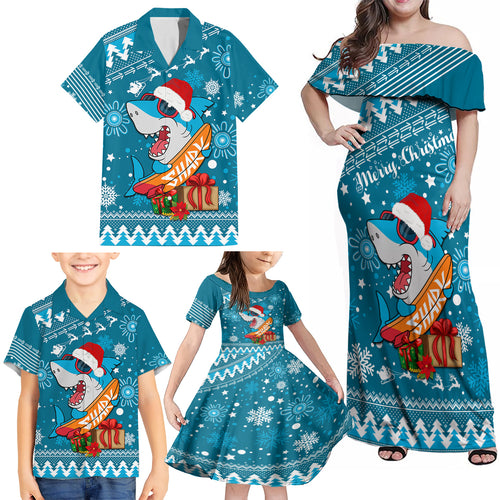 sharks-rugby-family-matching-off-shoulder-maxi-dress-and-hawaiian-shirt-chirstmas-vibe-2023
