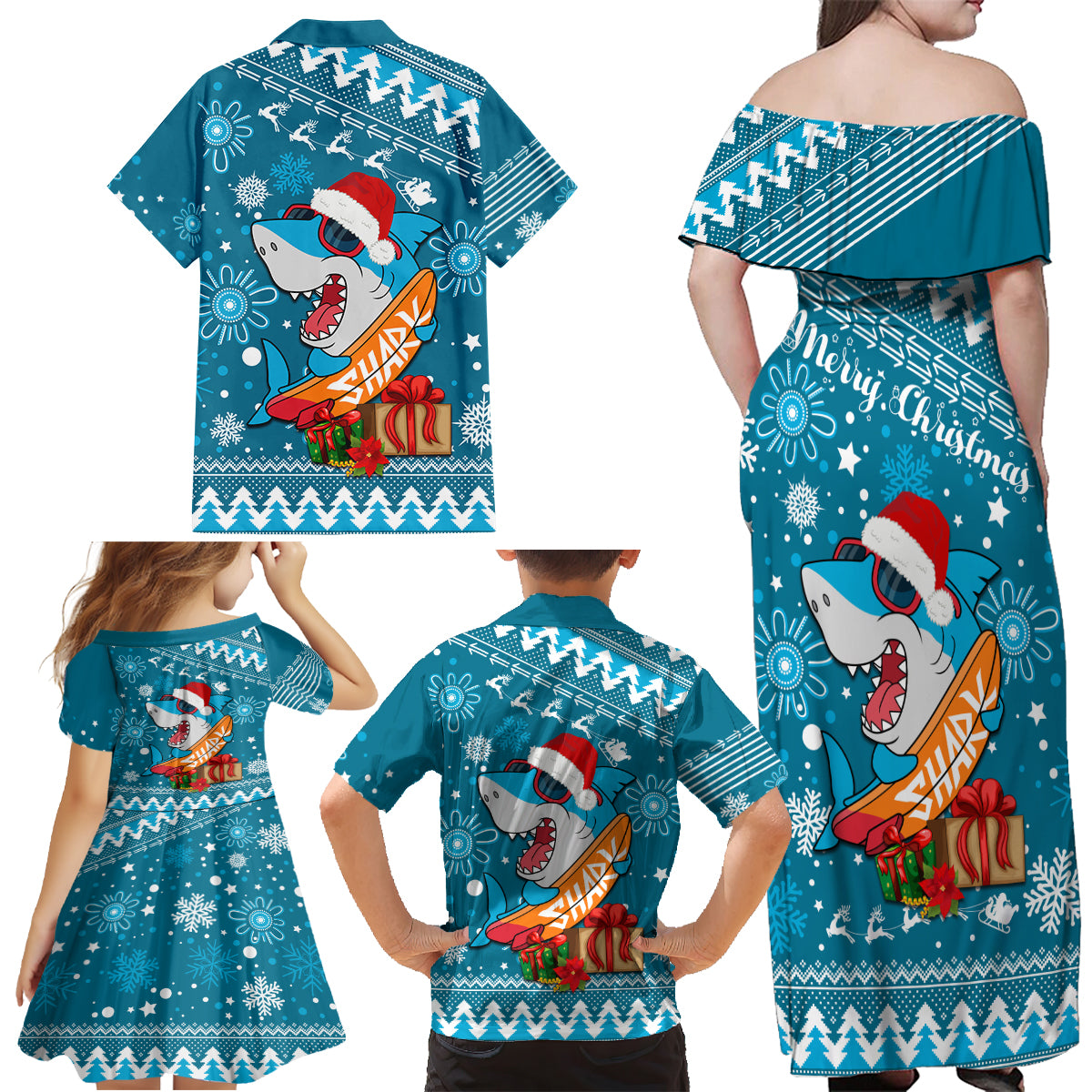 sharks-rugby-family-matching-off-shoulder-maxi-dress-and-hawaiian-shirt-chirstmas-vibe-2023