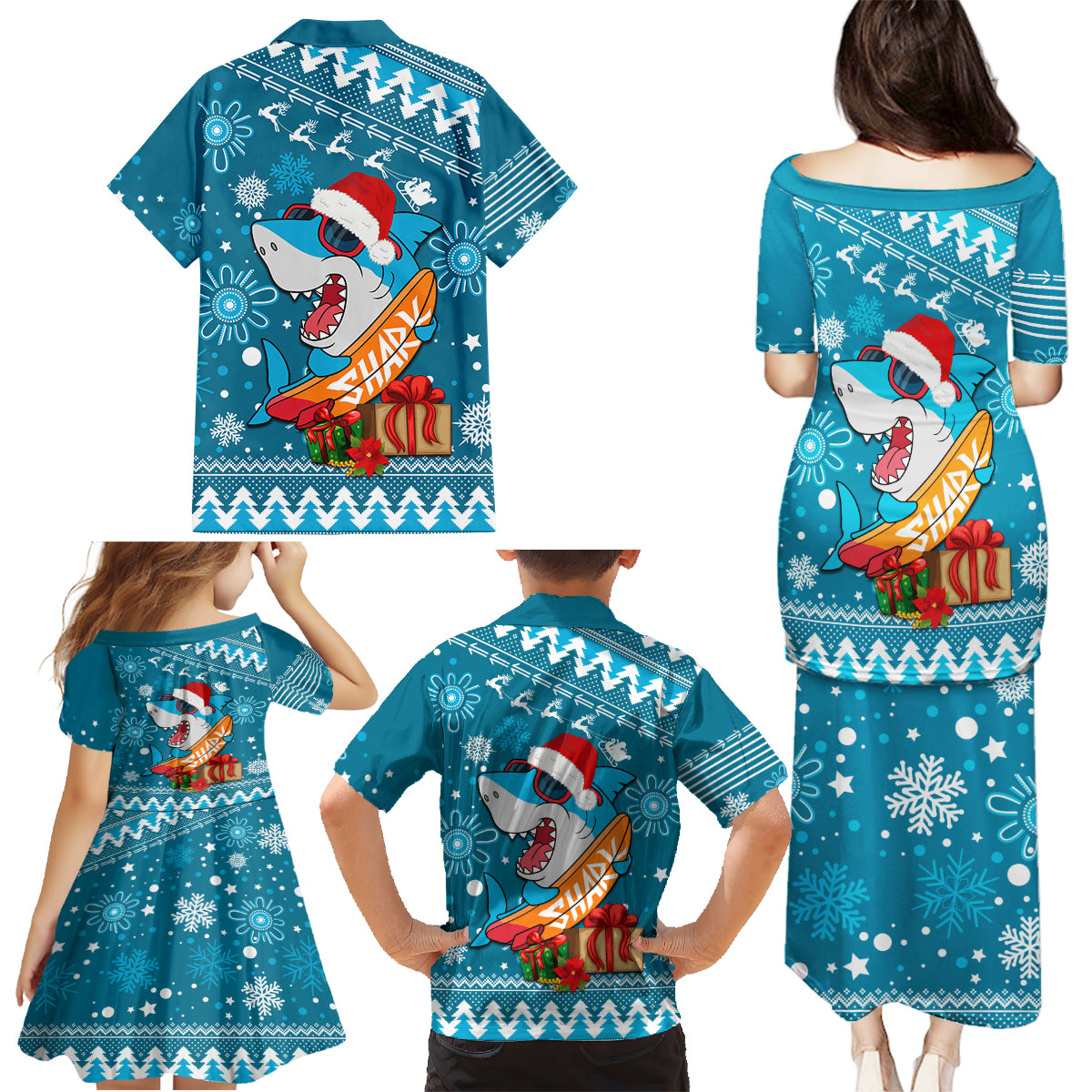 sharks-rugby-family-matching-puletasi-dress-and-hawaiian-shirt-chirstmas-vibe-2023