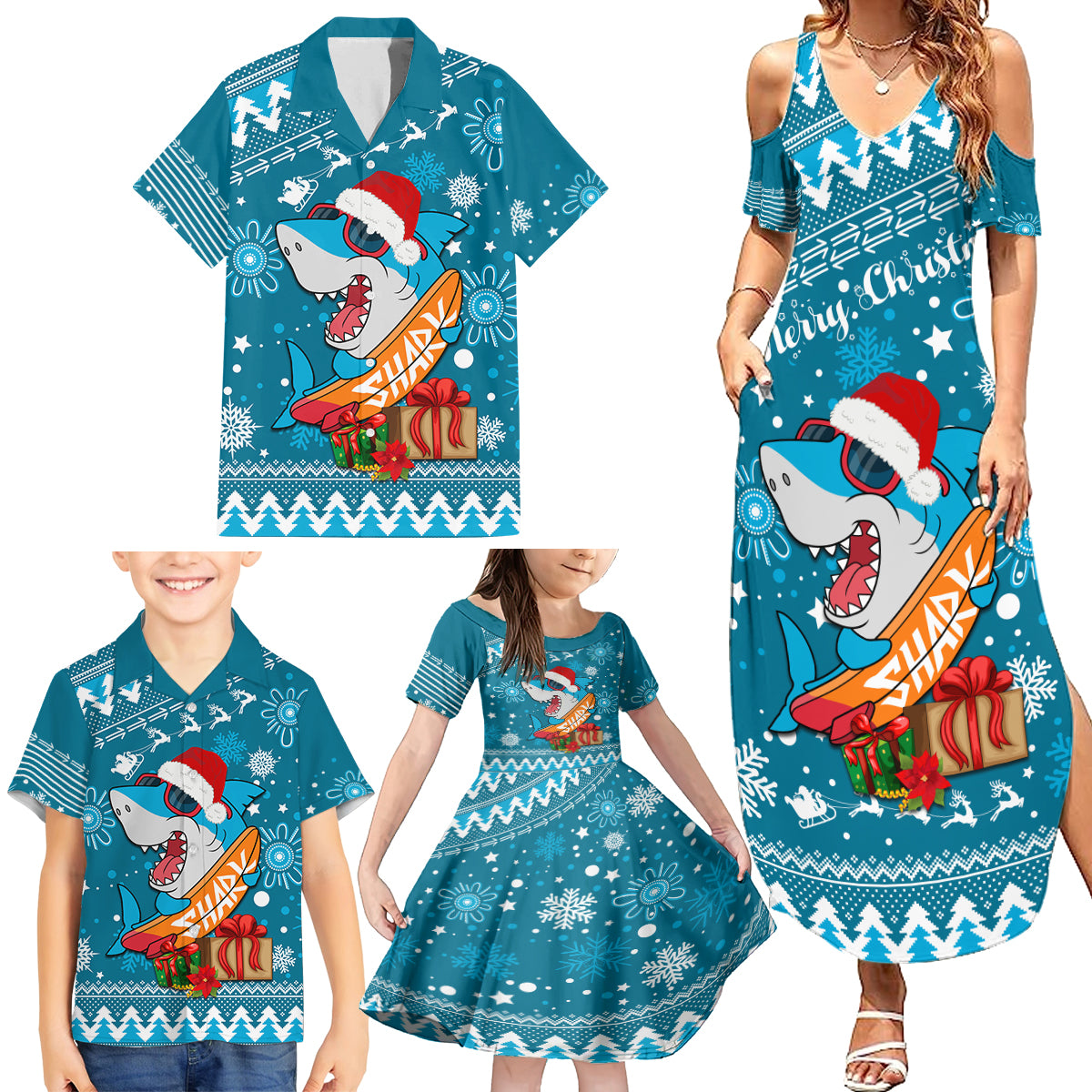 sharks-rugby-family-matching-summer-maxi-dress-and-hawaiian-shirt-chirstmas-vibe-2023