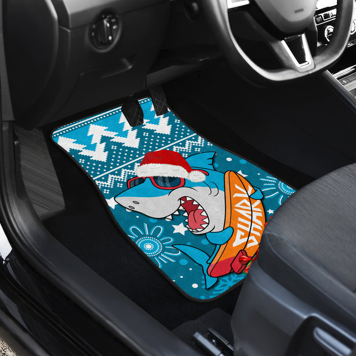 custom-sharks-rugby-car-mats-chirstmas-vibe-2023