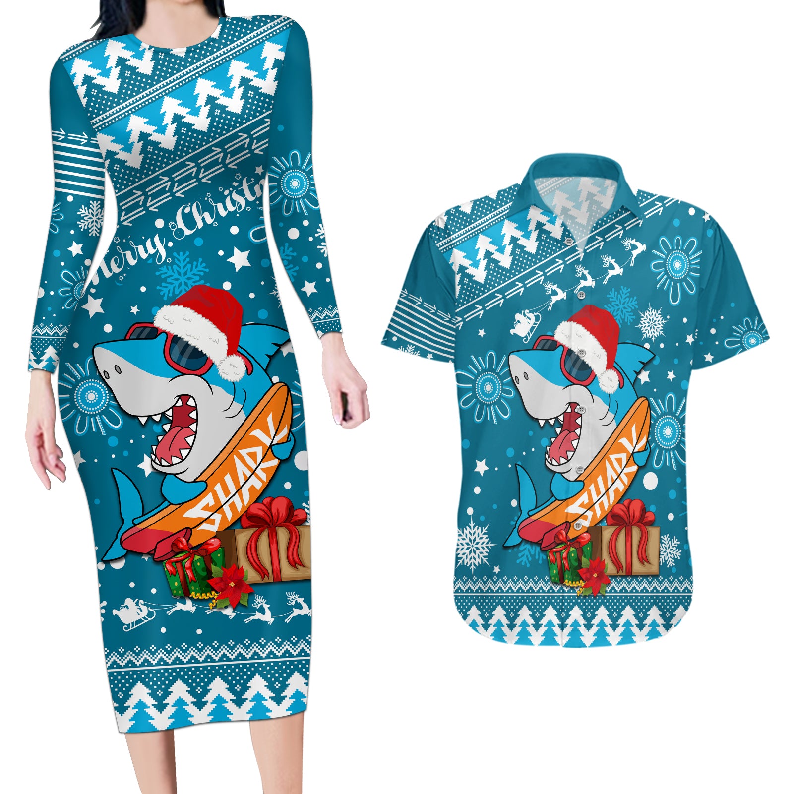 custom-sharks-rugby-couples-matching-long-sleeve-bodycon-dress-and-hawaiian-shirt-chirstmas-vibe-2023