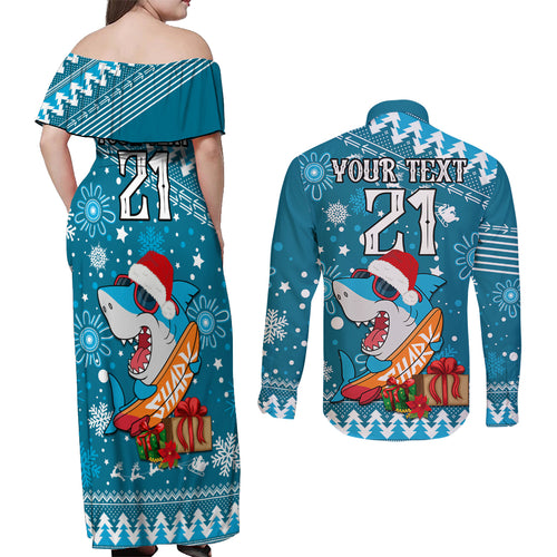 custom-sharks-rugby-couples-matching-off-shoulder-maxi-dress-and-long-sleeve-button-shirt-chirstmas-vibe-2023