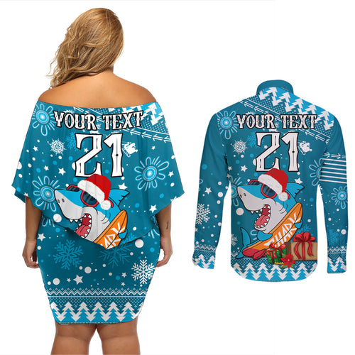 custom-sharks-rugby-couples-matching-off-shoulder-short-dress-and-long-sleeve-button-shirt-chirstmas-vibe-2023