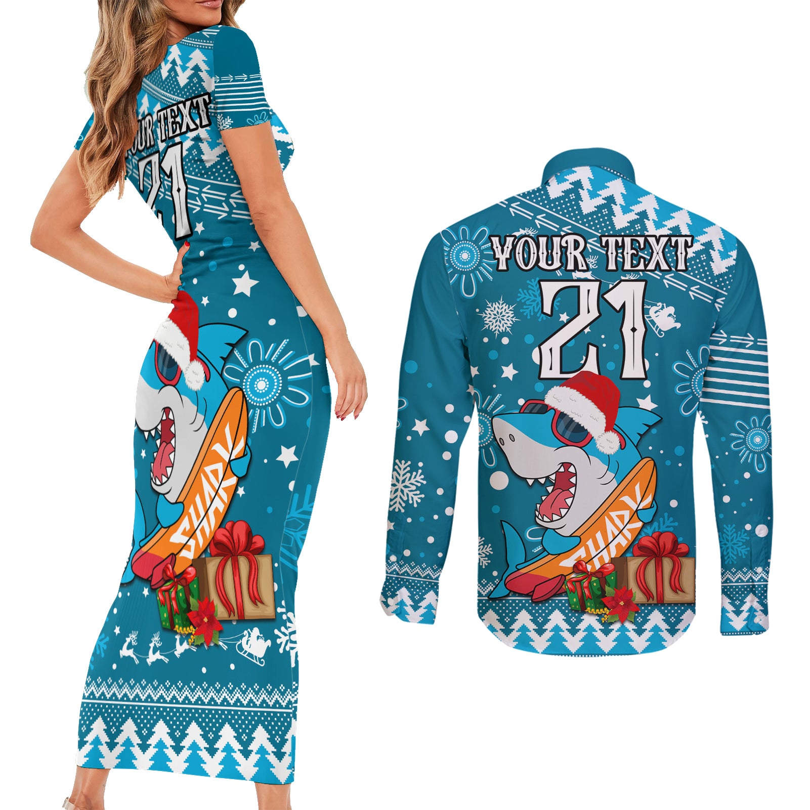 custom-sharks-rugby-couples-matching-short-sleeve-bodycon-dress-and-long-sleeve-button-shirt-chirstmas-vibe-2023