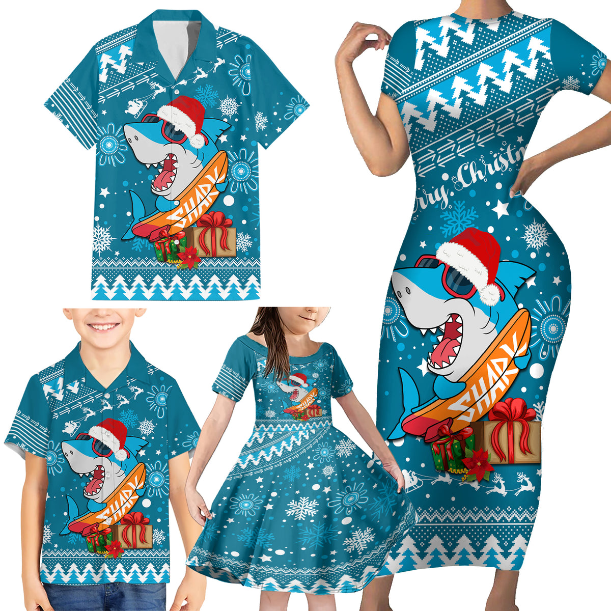 custom-sharks-rugby-family-matching-short-sleeve-bodycon-dress-and-hawaiian-shirt-chirstmas-vibe-2023