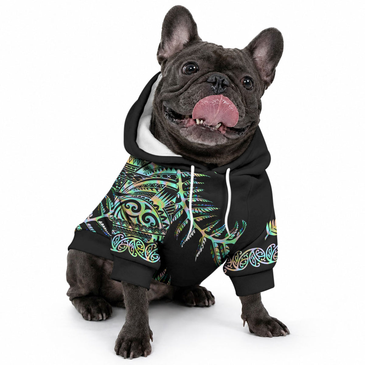 New Zealand Pet Hoodie Aotearoa Silver Fern Mixed Papua Shell Green Vibe