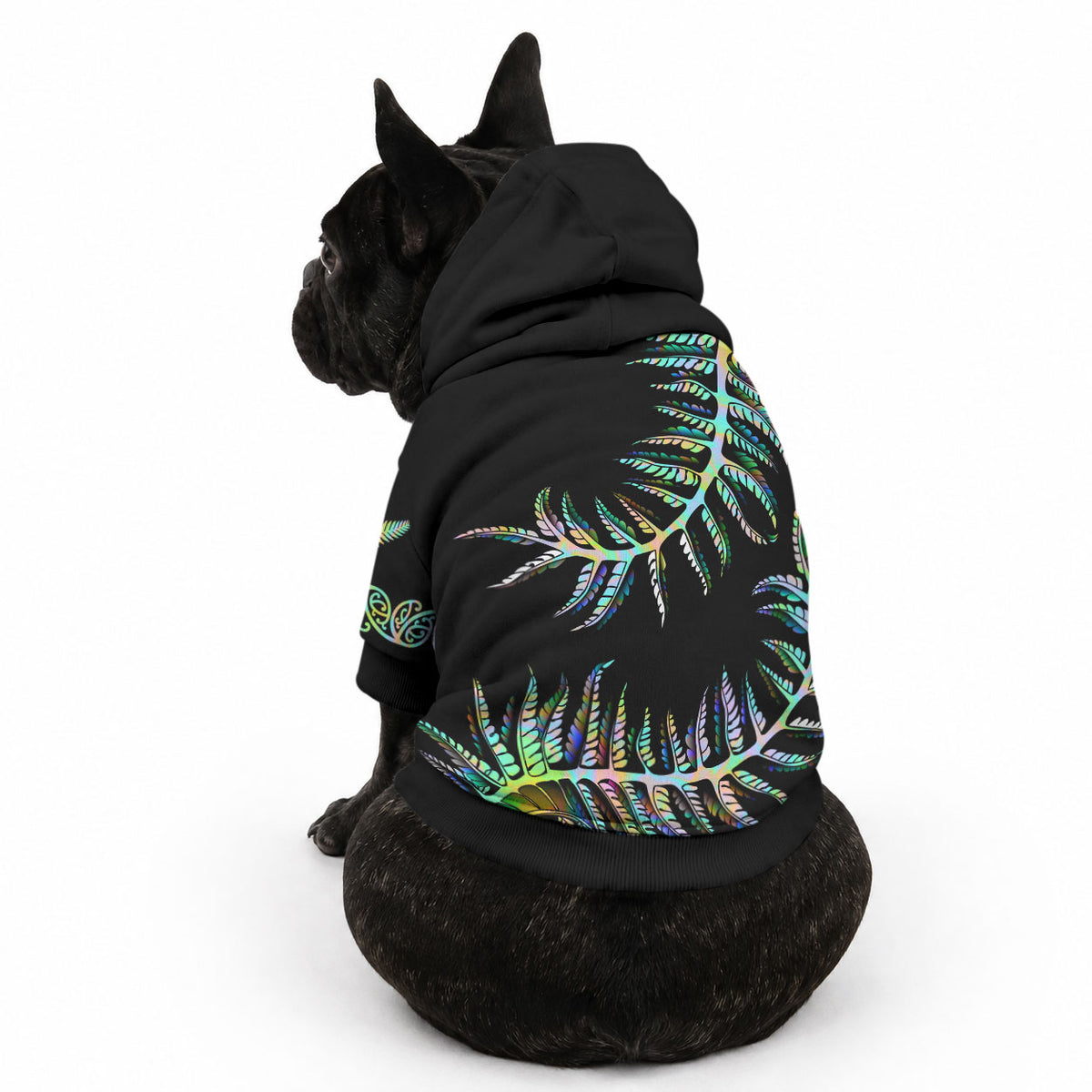 New Zealand Pet Hoodie Aotearoa Silver Fern Mixed Papua Shell Green Vibe
