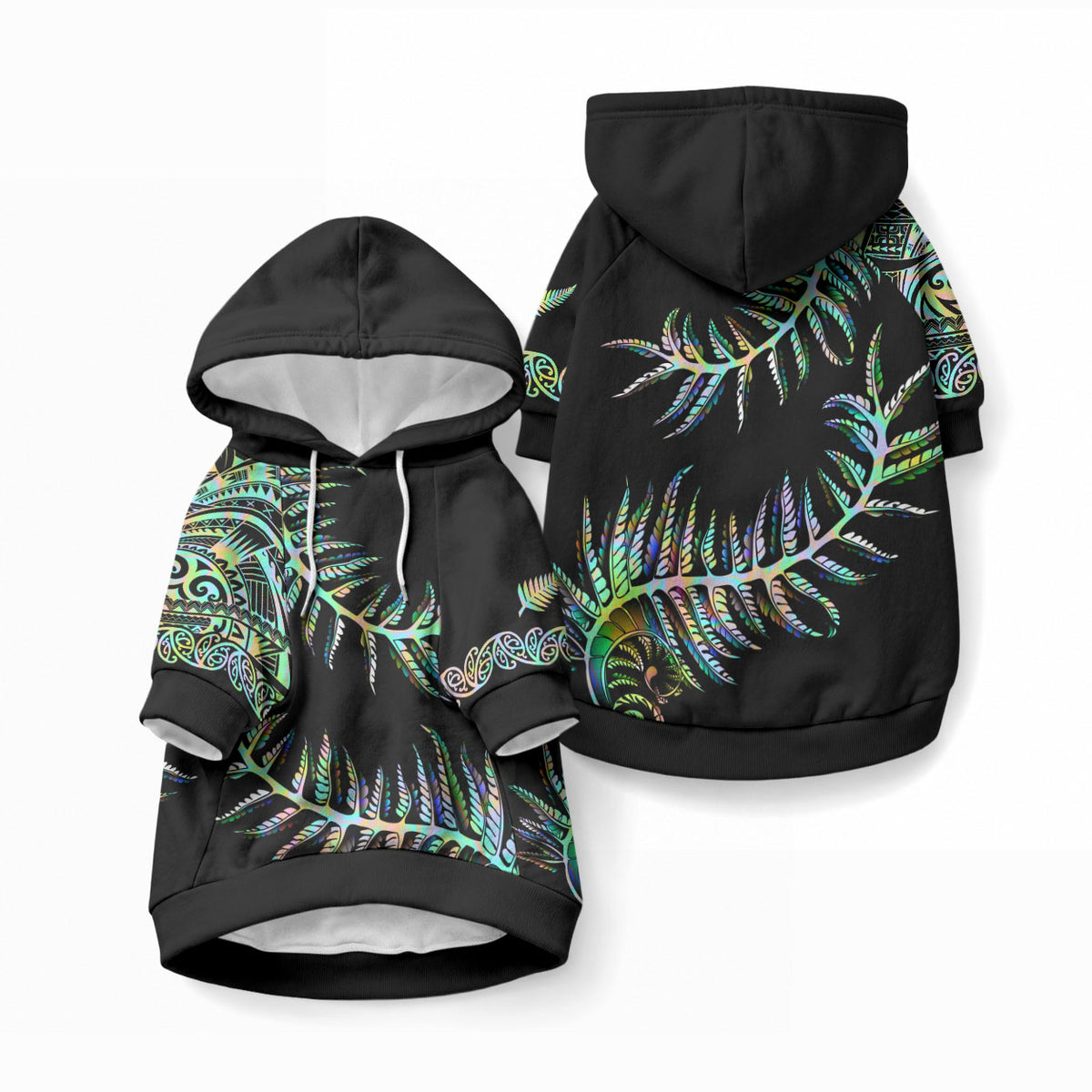 New Zealand Pet Hoodie Aotearoa Silver Fern Mixed Papua Shell Green Vibe