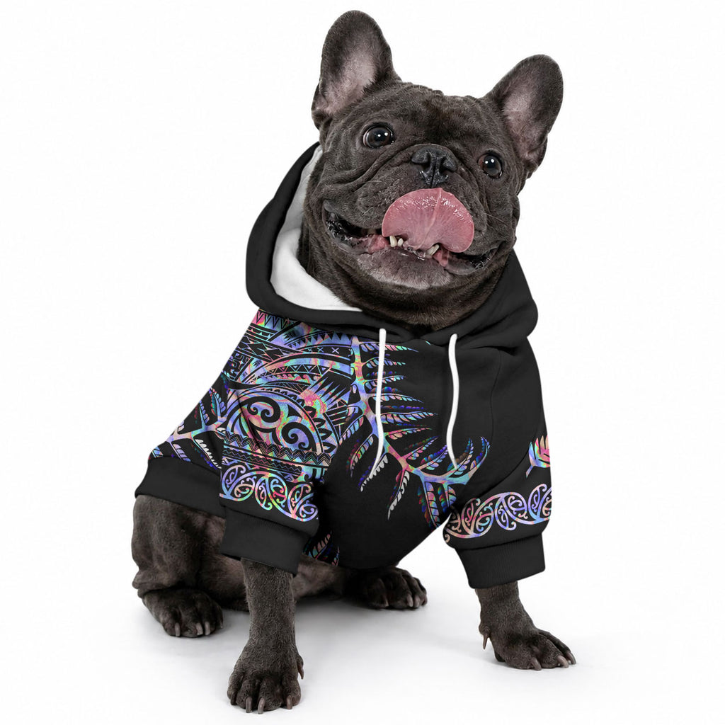 New Zealand Pet Hoodie Aotearoa Silver Fern Mixed Papua Shell Purple Vibe