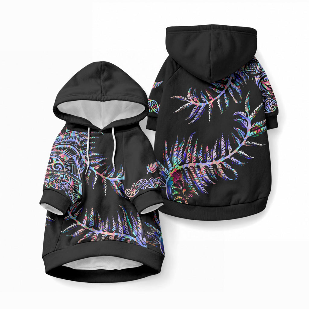 New Zealand Pet Hoodie Aotearoa Silver Fern Mixed Papua Shell Purple Vibe
