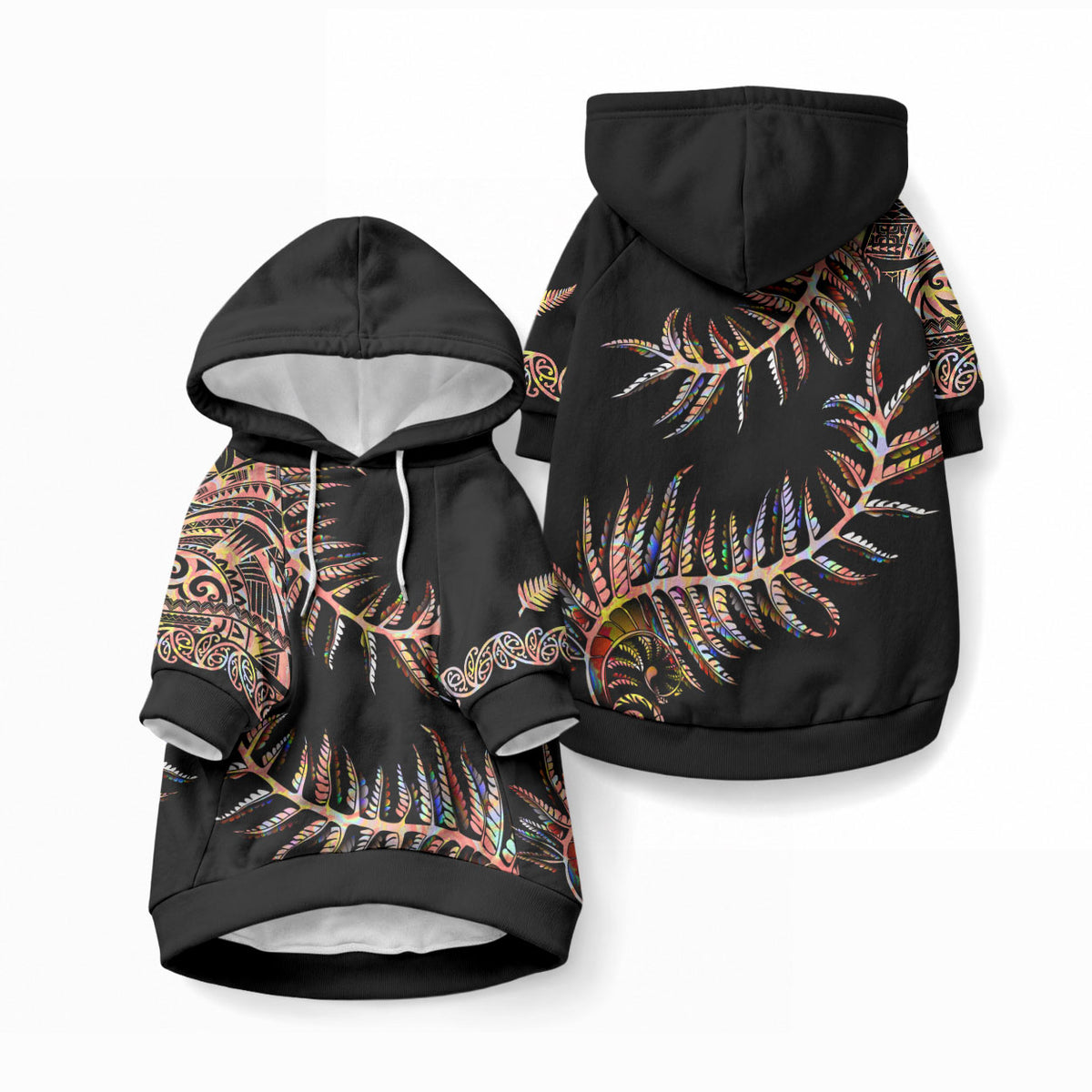 New Zealand Pet Hoodie Aotearoa Silver Fern Mixed Papua Shell Red Vibe