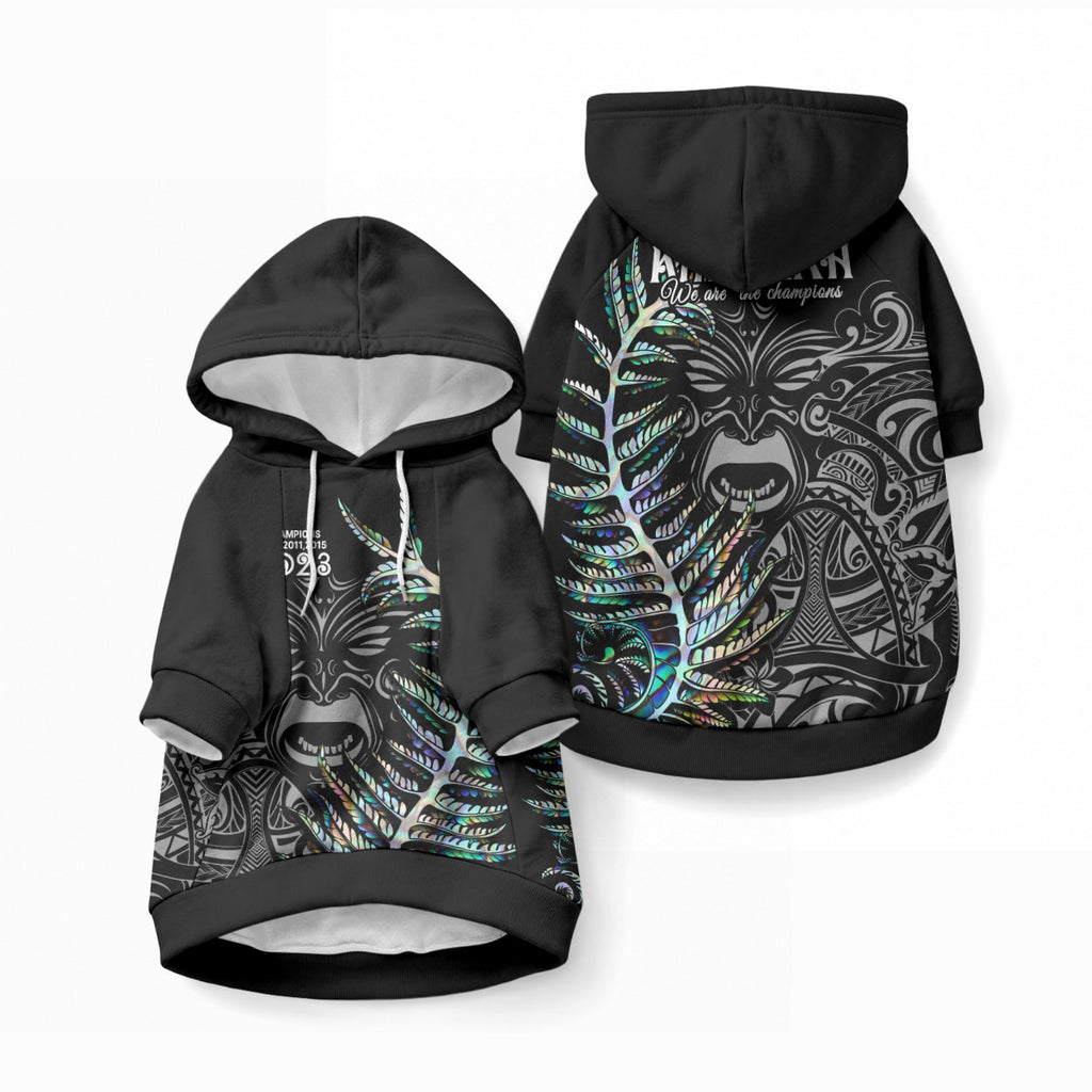 New Zealand Maori Rugby Pet Hoodie NZ Black Fern Champions History With Papua Shell