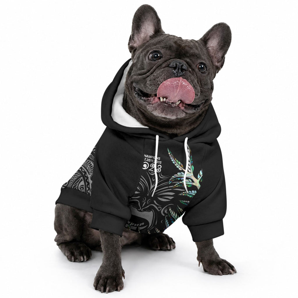 Custom New Zealand Maori Rugby Pet Hoodie NZ Black Fern Champions History With Papua Shell