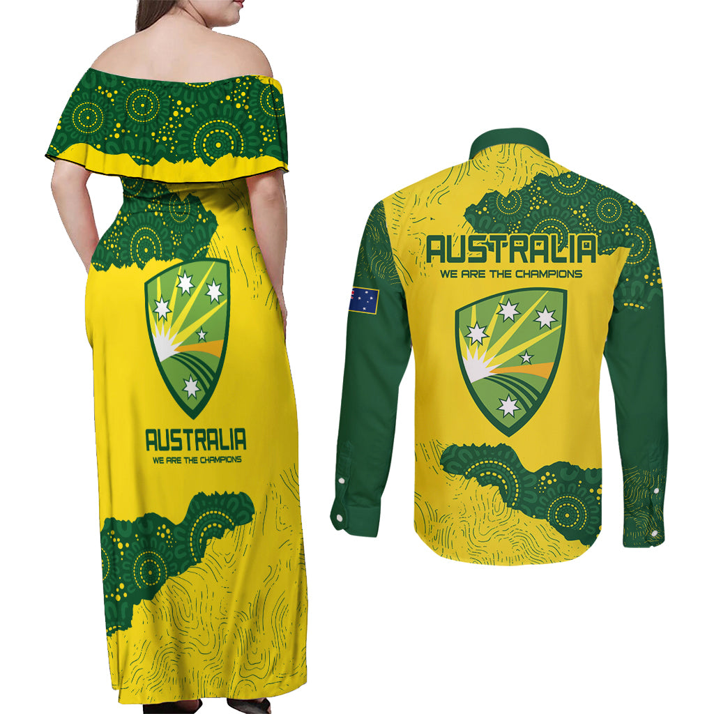 australia-cricket-couples-matching-off-shoulder-maxi-dress-and-long-sleeve-button-shirt-history-commemorative-world-cup-winners
