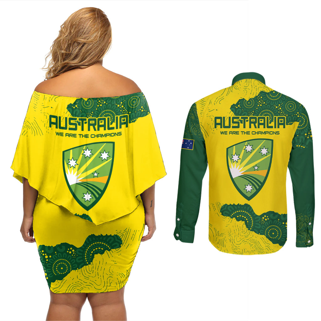 australia-cricket-couples-matching-off-shoulder-short-dress-and-long-sleeve-button-shirt-history-commemorative-world-cup-winners