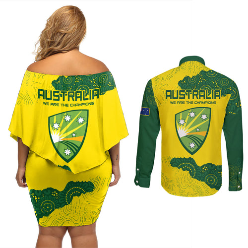 australia-cricket-couples-matching-off-shoulder-short-dress-and-long-sleeve-button-shirt-history-commemorative-world-cup-winners