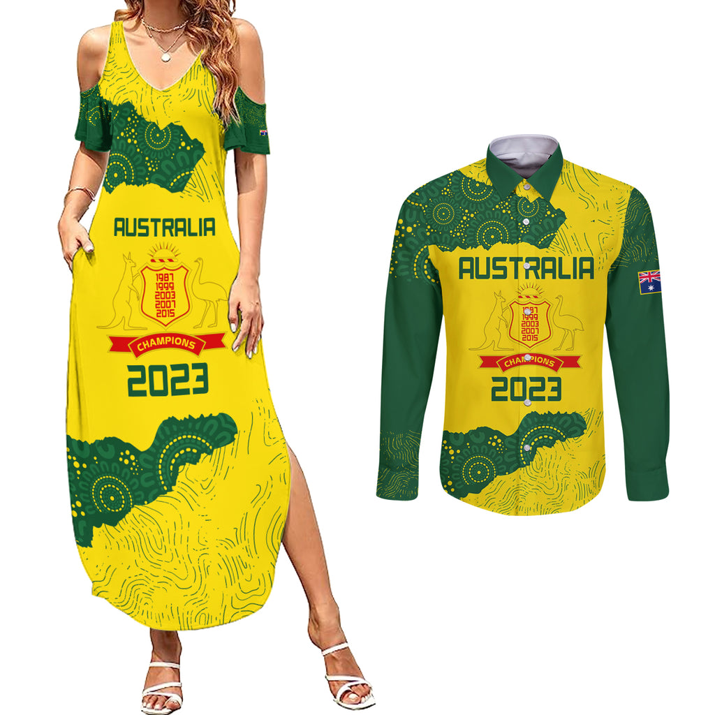 australia-cricket-couples-matching-summer-maxi-dress-and-long-sleeve-button-shirt-history-commemorative-world-cup-winners