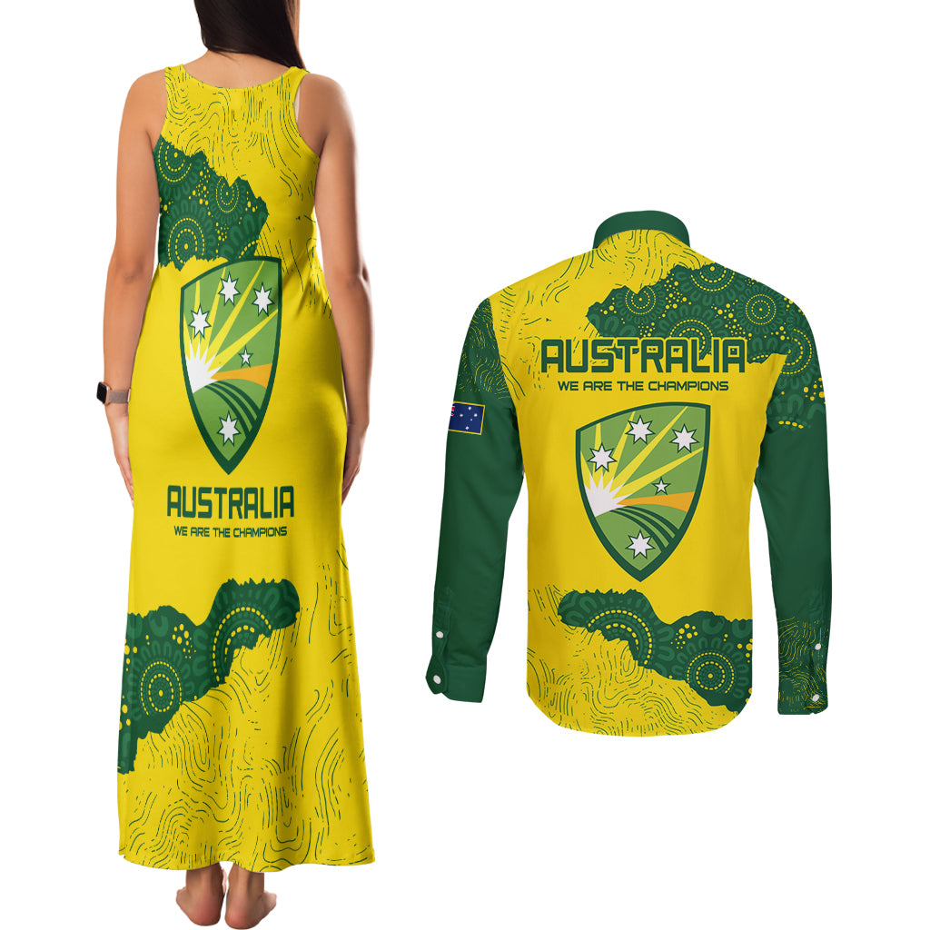 australia-cricket-couples-matching-tank-maxi-dress-and-long-sleeve-button-shirt-history-commemorative-world-cup-winners