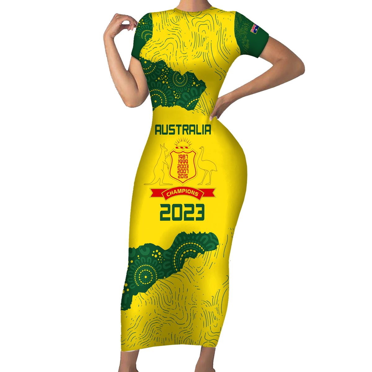 custom-australia-cricket-short-sleeve-bodycon-dress-history-commemorative-world-cup-winners