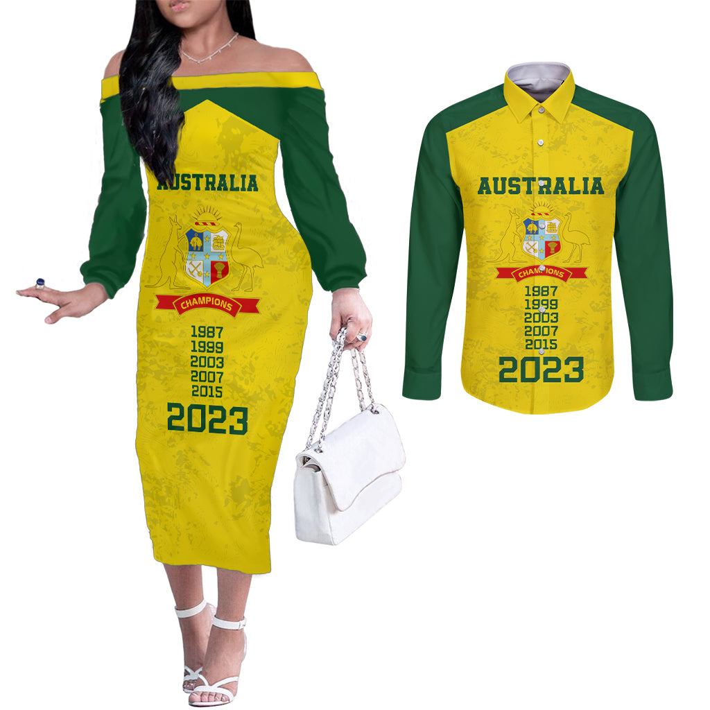 australia-cricket-couples-matching-off-the-shoulder-long-sleeve-dress-and-long-sleeve-button-shirt-history-champions-world-cup-unique