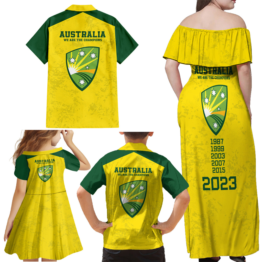 australia-cricket-family-matching-off-shoulder-maxi-dress-and-hawaiian-shirt-history-champions-world-cup-unique