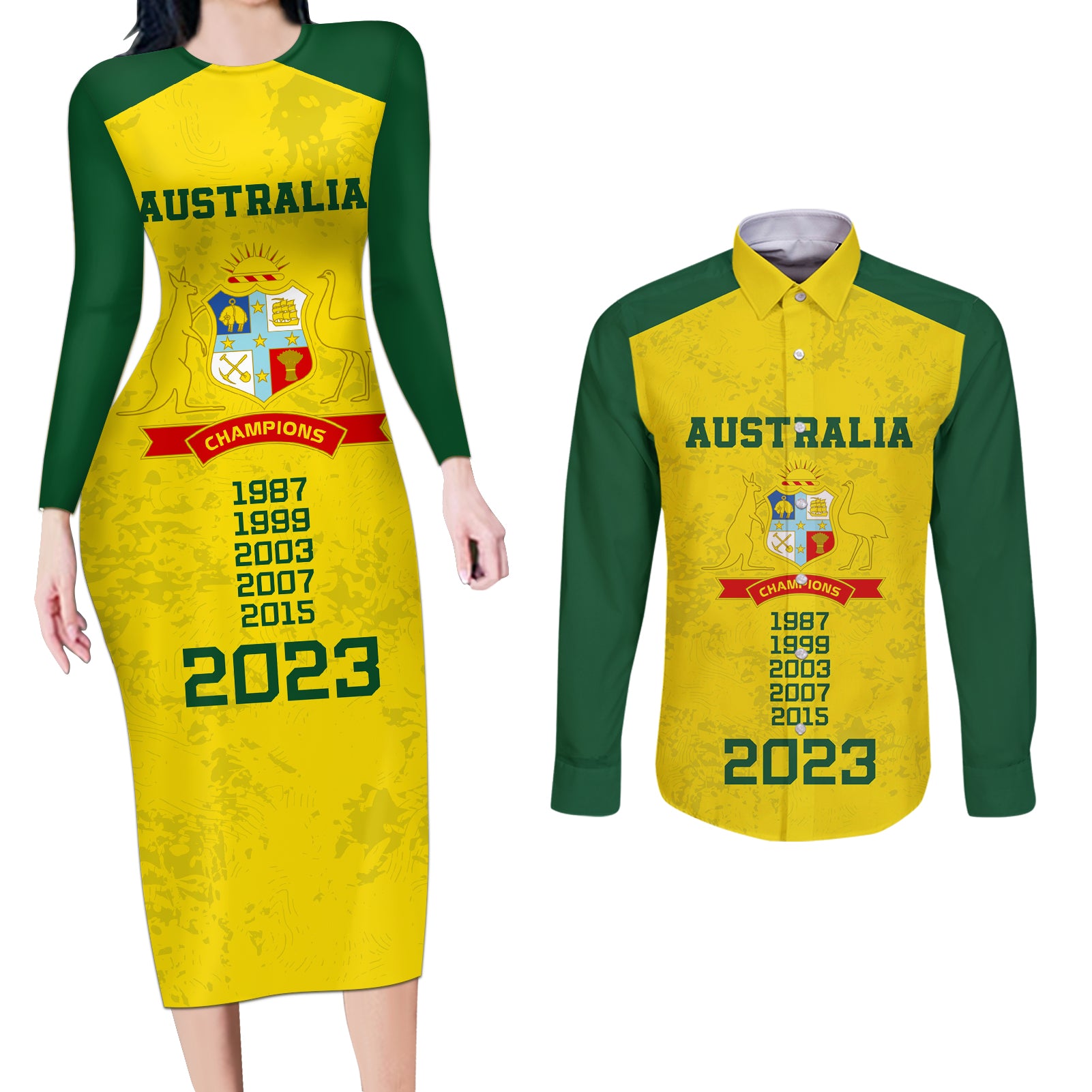 custom-australia-cricket-couples-matching-long-sleeve-bodycon-dress-and-long-sleeve-button-shirt-history-champions-world-cup-unique