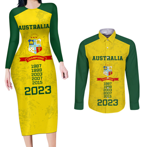 custom-australia-cricket-couples-matching-long-sleeve-bodycon-dress-and-long-sleeve-button-shirt-history-champions-world-cup-unique