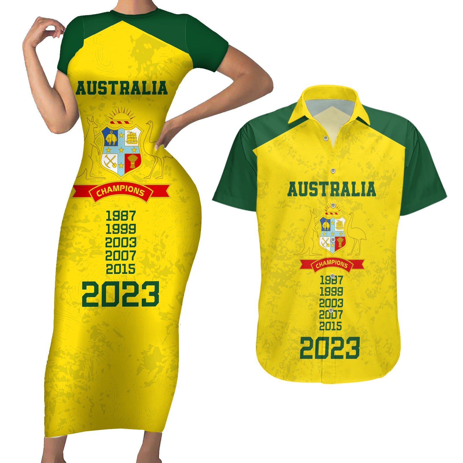 custom-australia-cricket-couples-matching-short-sleeve-bodycon-dress-and-hawaiian-shirt-history-champions-world-cup-unique