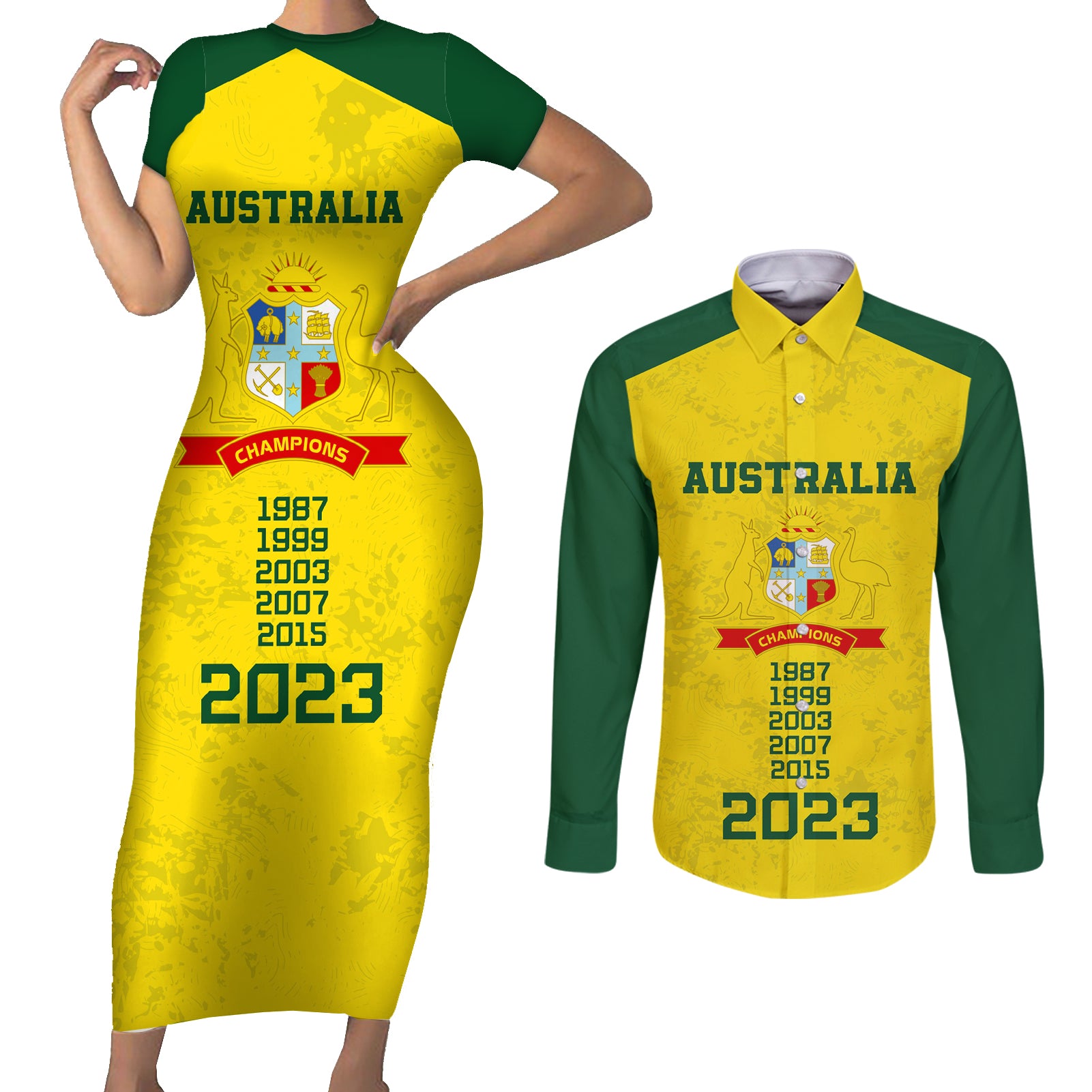 custom-australia-cricket-couples-matching-short-sleeve-bodycon-dress-and-long-sleeve-button-shirt-history-champions-world-cup-unique