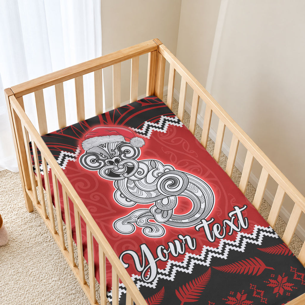 Personalised New Zealand Christmas Baby Bed Cover Maori Tiki Meri Kirihimete