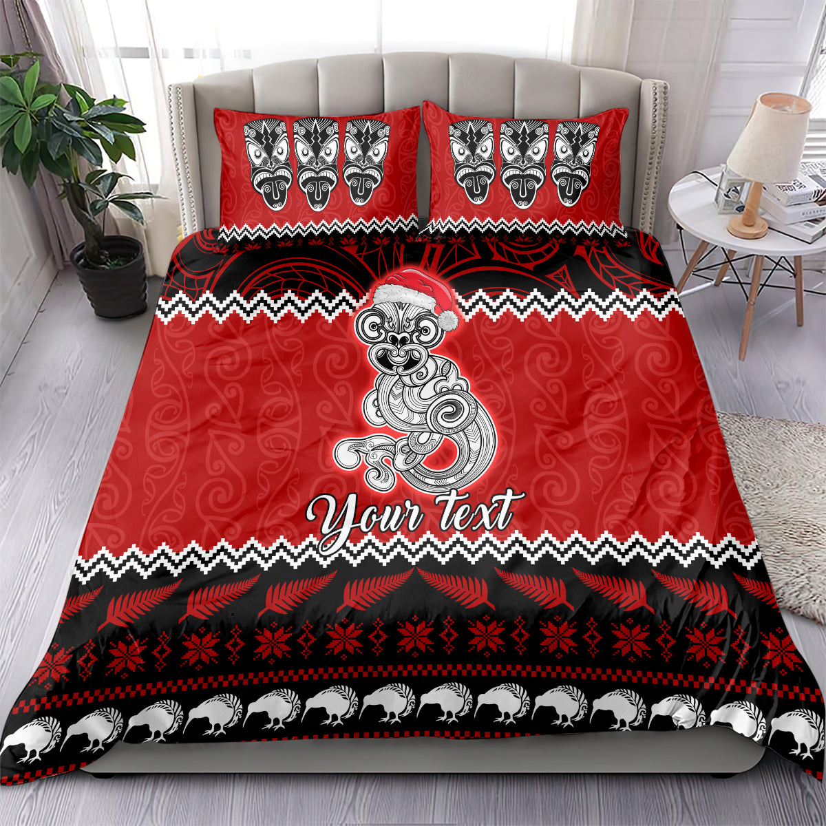 personalised-new-zealand-christmas-bedding-set-maori-tiki-meri-kirihimete
