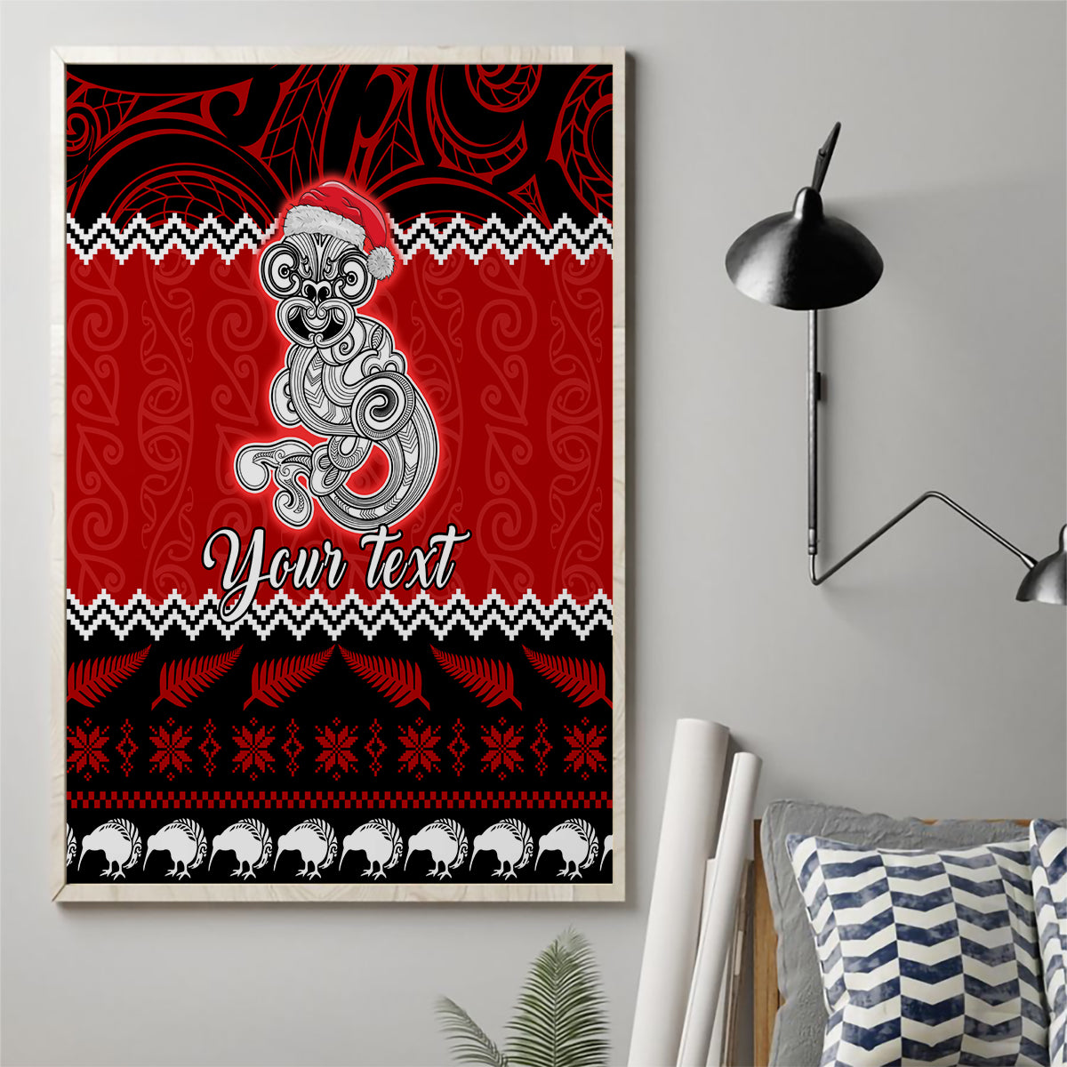 personalised-new-zealand-christmas-canvas-wall-art-maori-tiki-meri-kirihimete