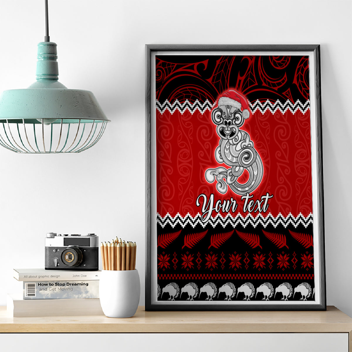 personalised-new-zealand-christmas-canvas-wall-art-maori-tiki-meri-kirihimete