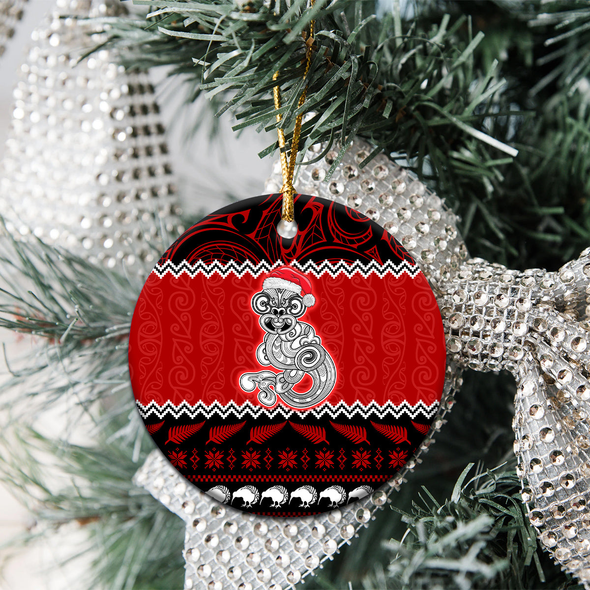 personalised-new-zealand-christmas-ceramic-ornament-maori-tiki-meri-kirihimete