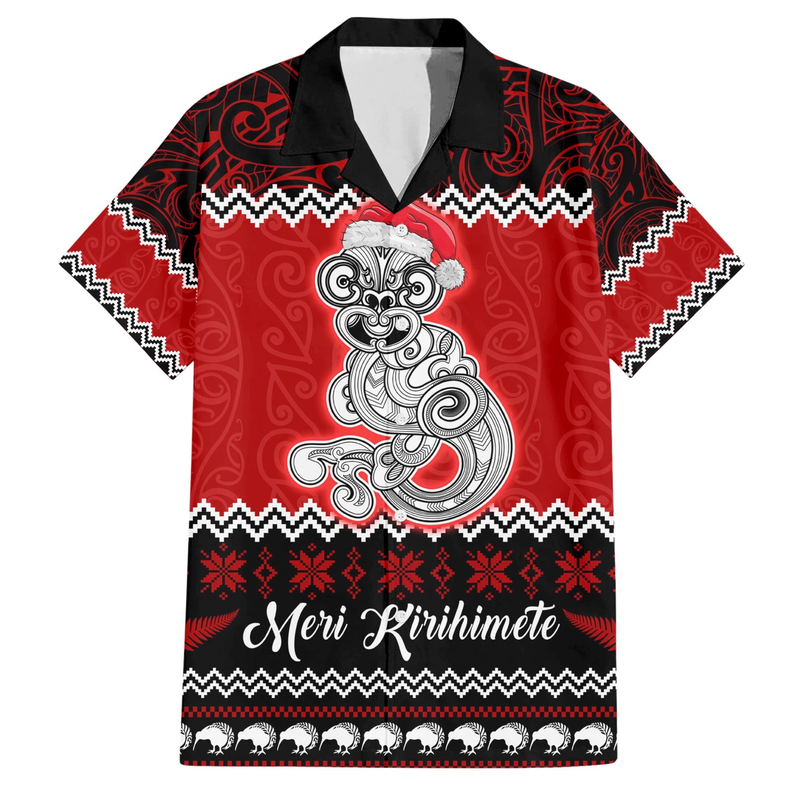 personalised-new-zealand-christmas-hawaiian-shirt-maori-tiki-meri-kirihimete