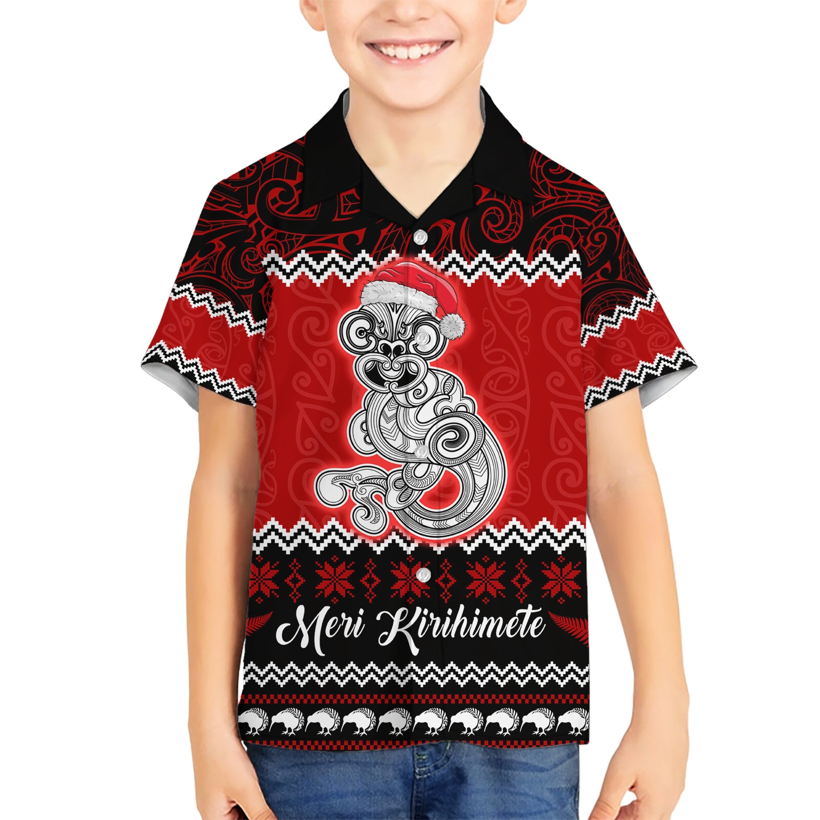 personalised-new-zealand-christmas-hawaiian-shirt-maori-tiki-meri-kirihimete