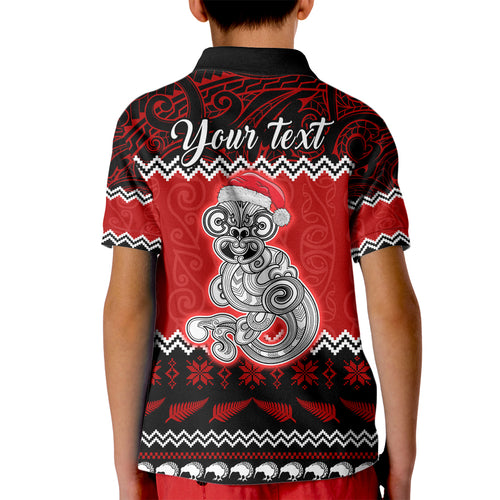 personalised-new-zealand-christmas-kid-polo-shirt-maori-tiki-meri-kirihimete