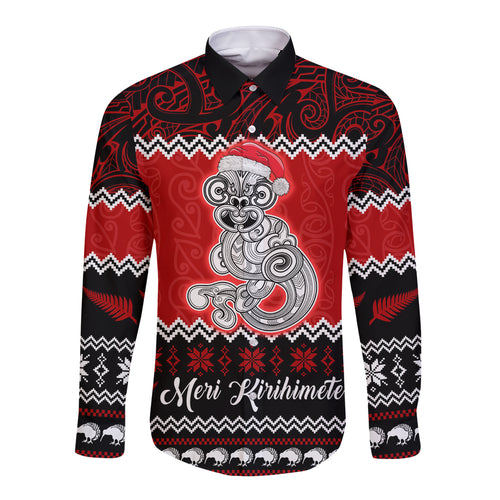 personalised-new-zealand-christmas-long-sleeve-button-shirt-maori-tiki-meri-kirihimete