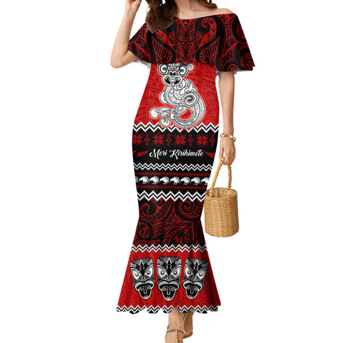 personalised-new-zealand-christmas-mermaid-dress-maori-tiki-meri-kirihimete