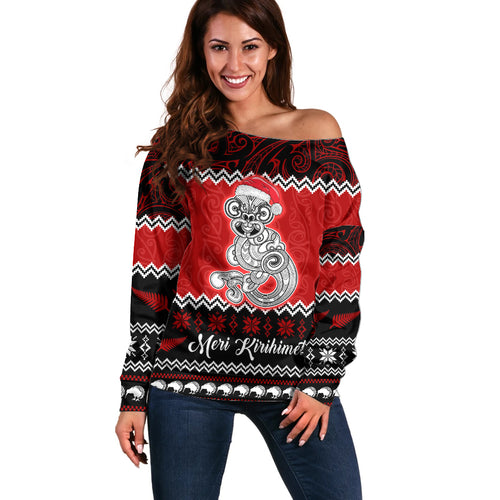personalised-new-zealand-christmas-off-shoulder-sweater-maori-tiki-meri-kirihimete