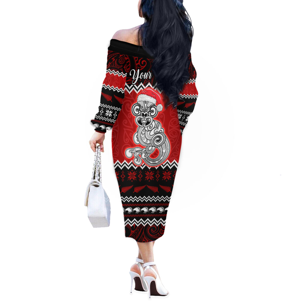 personalised-new-zealand-christmas-off-the-shoulder-long-sleeve-dress-maori-tiki-meri-kirihimete