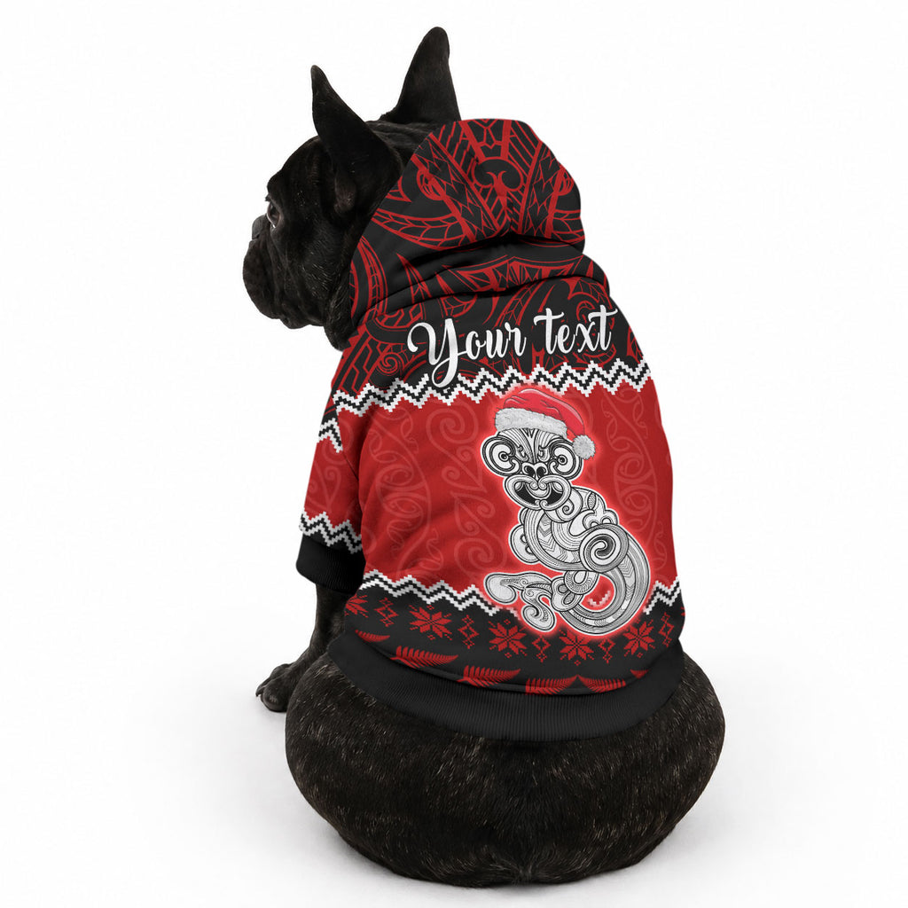 Personalised New Zealand Christmas Pet Hoodie Maori Tiki Meri Kirihimete
