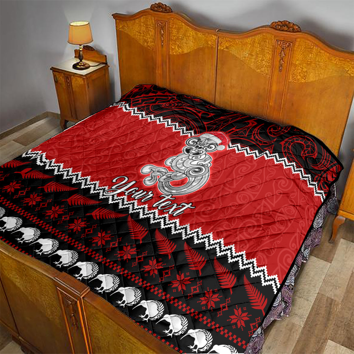 personalised-new-zealand-christmas-quilt-maori-tiki-meri-kirihimete