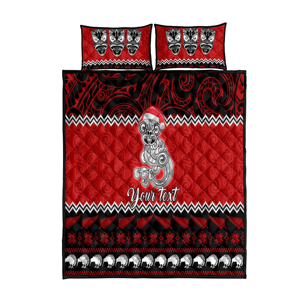 personalised-new-zealand-christmas-quilt-bed-set-maori-tiki-meri-kirihimete