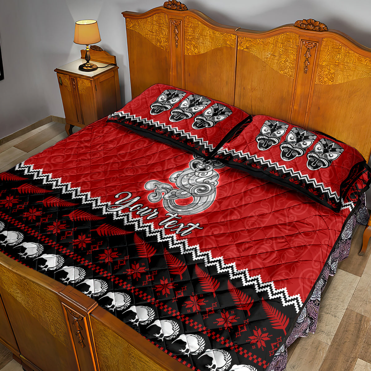 personalised-new-zealand-christmas-quilt-bed-set-maori-tiki-meri-kirihimete
