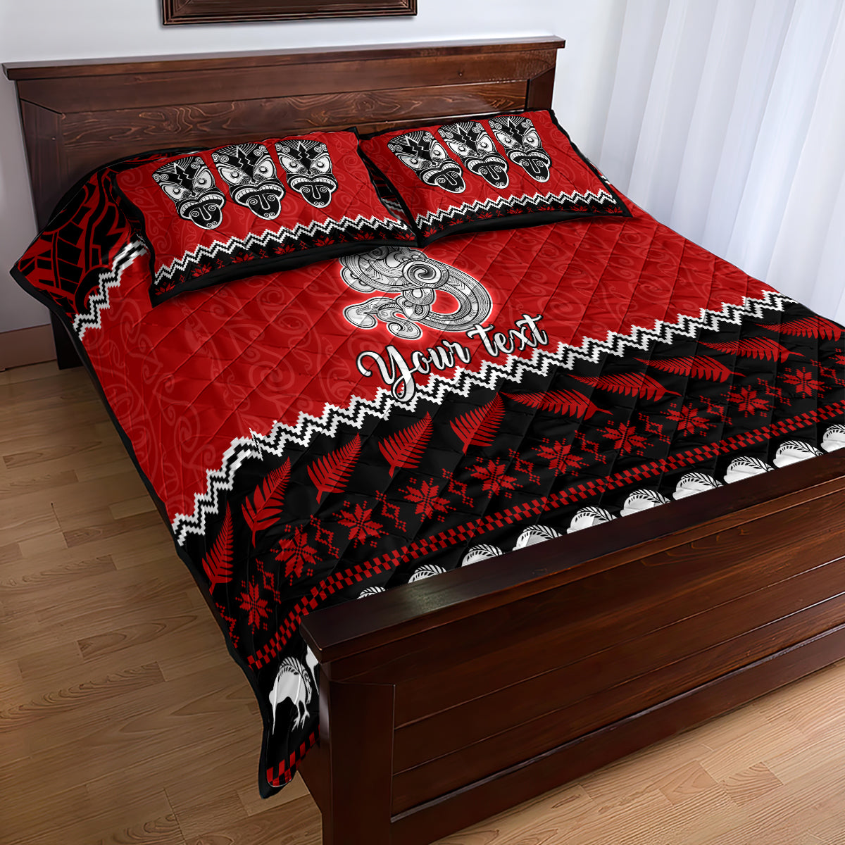 personalised-new-zealand-christmas-quilt-bed-set-maori-tiki-meri-kirihimete
