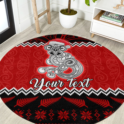 personalised-new-zealand-christmas-round-carpet-maori-tiki-meri-kirihimete