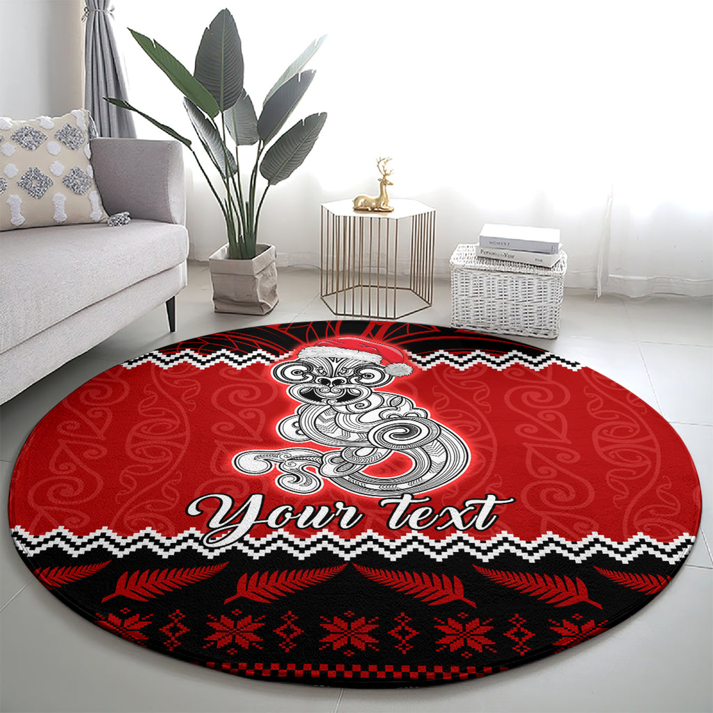 personalised-new-zealand-christmas-round-carpet-maori-tiki-meri-kirihimete