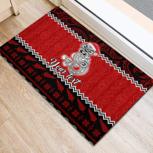 personalised-new-zealand-christmas-rubber-doormat-maori-tiki-meri-kirihimete